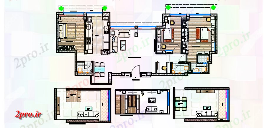 دانلود نقشه هتل - رستوران - اقامتگاه طرحی hotelچیدمان و نما 4 در 5 متر (کد61897)