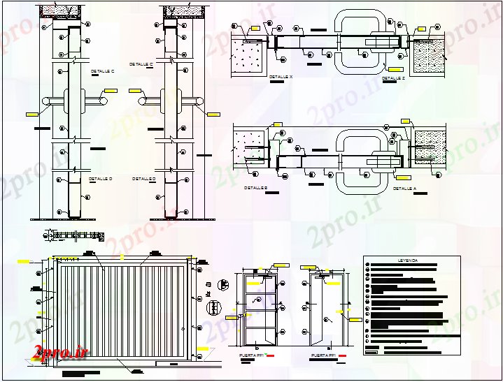 دانلود نقشه جزئیات طراحی در و پنجره  فلزی نظر طراحی درب با جزئیات و  افسانه  (کد61904)