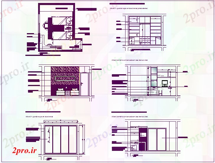 دانلود نقشه دو تخته تخت دو نفره نظر طراحی با پروژه اتاق 4 در 5 متر (کد61926)