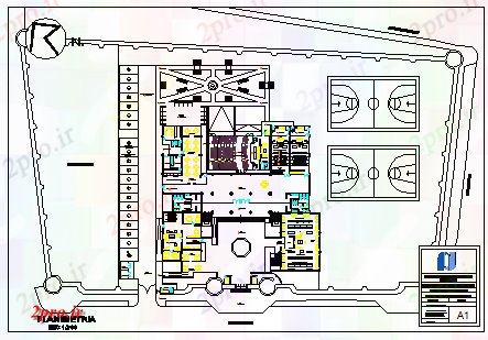 دانلود نقشه ساختمان دولتی ، سازمانی طرحی پیشنهادی طراحی دادگاه 45 در 51 متر (کد62009)