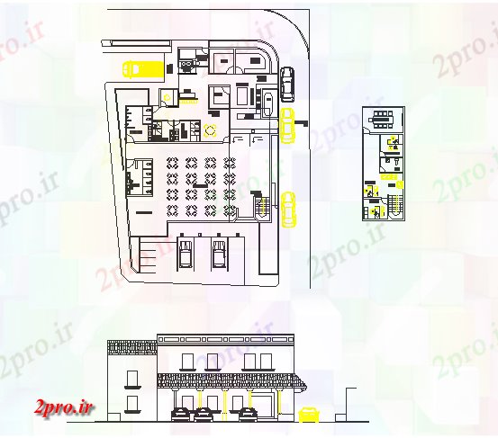 دانلود نقشه هتل - رستوران - اقامتگاه رستوران ها 19 در 25 متر (کد62021)