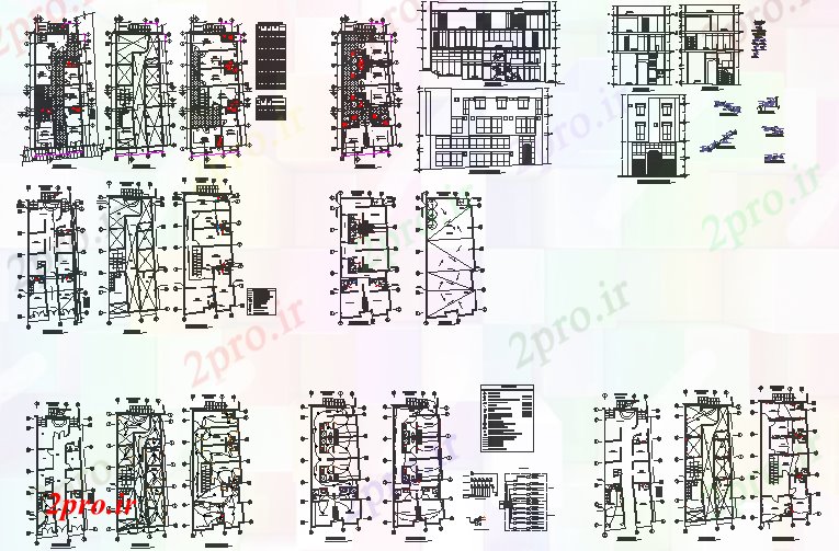 دانلود نقشه ساختمان تجاری 1 7 در 16 متر (کد62024)