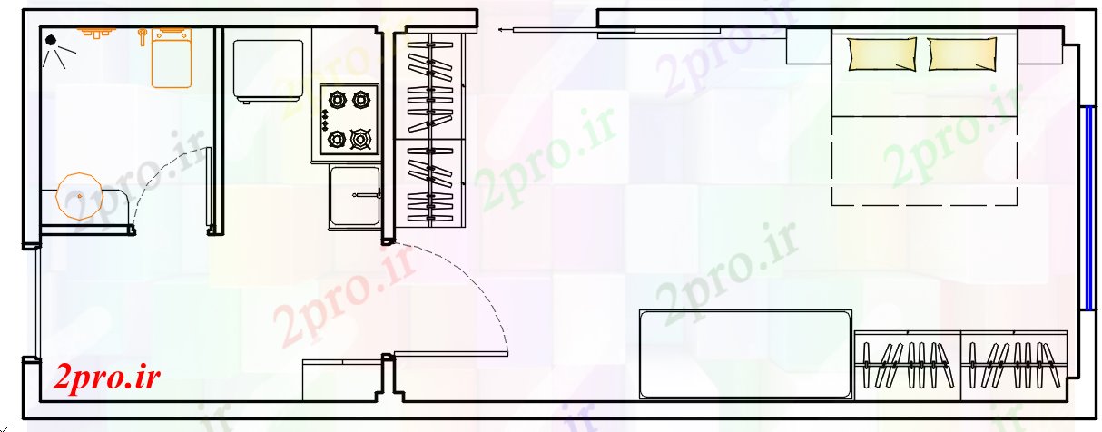 دانلود نقشه مسکونی ، ویلایی ، آپارتمان طراحی معماری یک ایین عشاء ربانی 3 در 9 متر (کد62027)