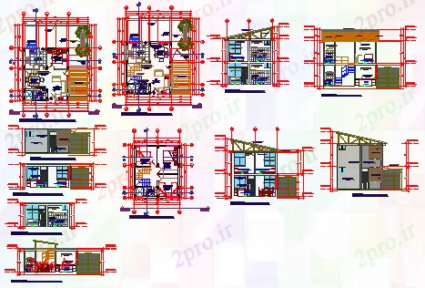 دانلود نقشه مسکونی ، ویلایی ، آپارتمان مسکن اجتماعی پروژه طراحی 8 در 10 متر (کد62049)