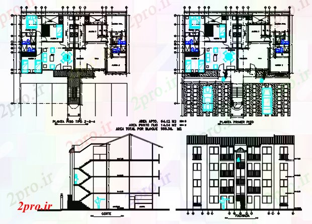 دانلود نقشه مسکونی  ، ویلایی ، آپارتمان  ستاره آپارتمان   (کد62065)