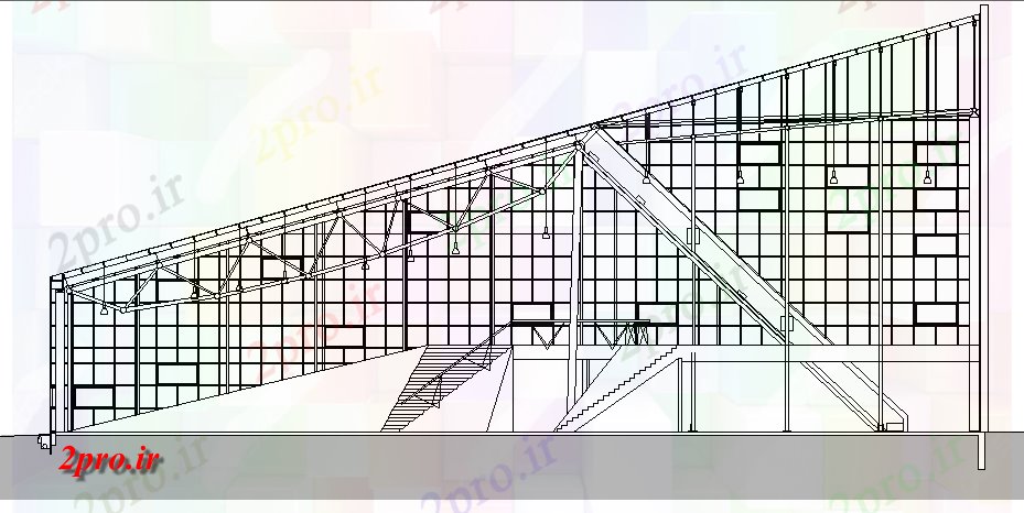 دانلود نقشه ورزشگاه ، سالن ورزش ، باشگاه ورزشگاه نما و  بخش طرحی  (کد62168)