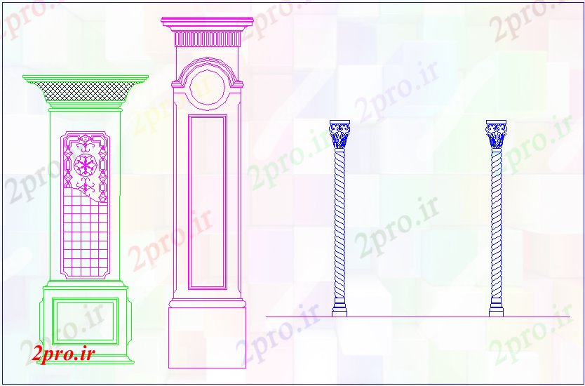 دانلود نقشه جزئیات معماری نوع های مختلف را  طراحی ستون در هنر اسلامی (کد62190)