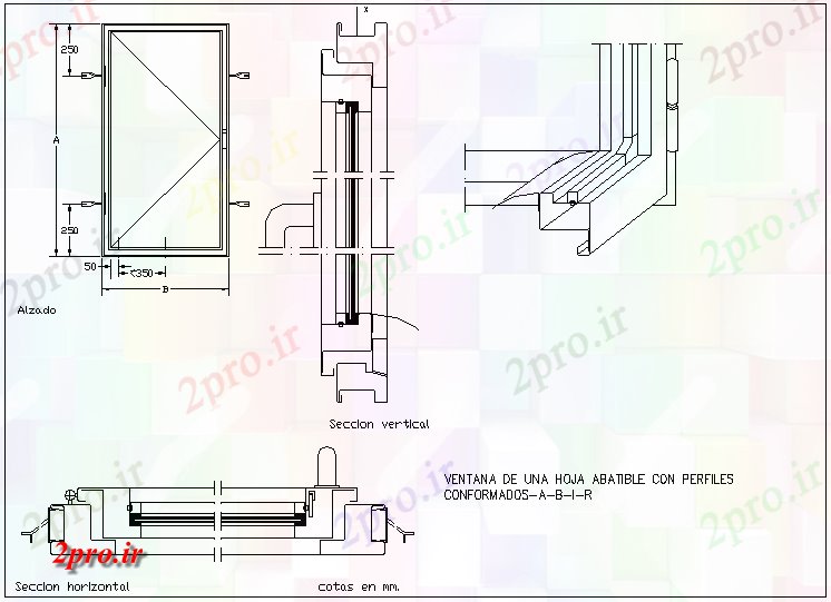 دانلود نقشه جزئیات طراحی در و پنجره  Fordable طراحی پنجره برگ با نمای مقطعی (کد62213)