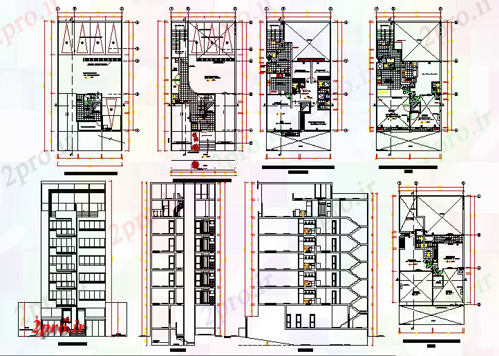 دانلود نقشه ساختمان مرتفعبلند ساختمان پروژه طراحی 10 در 20 متر (کد62214)
