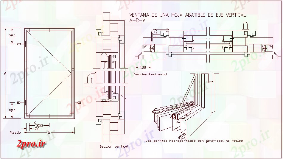 دانلود نقشه جزئیات طراحی در و پنجره  پنجره های تاشو ورق با محور عمودی و  فرم (کد62238)