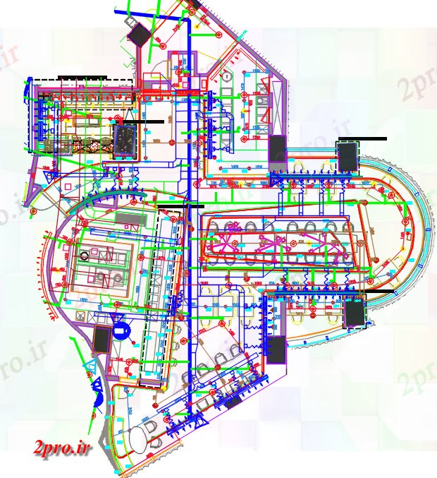 دانلود نقشه هتل - رستوران - اقامتگاه رشته فرنگی و یک طرحی رستوران 20 در 25 متر (کد62279)