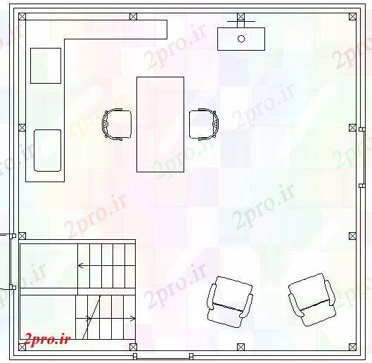 دانلود نقشه ساختمان اداری - تجاری - صنعتی طراحی معماری دفتر برنامه ریزی WG 56 در 57 متر (کد62313)