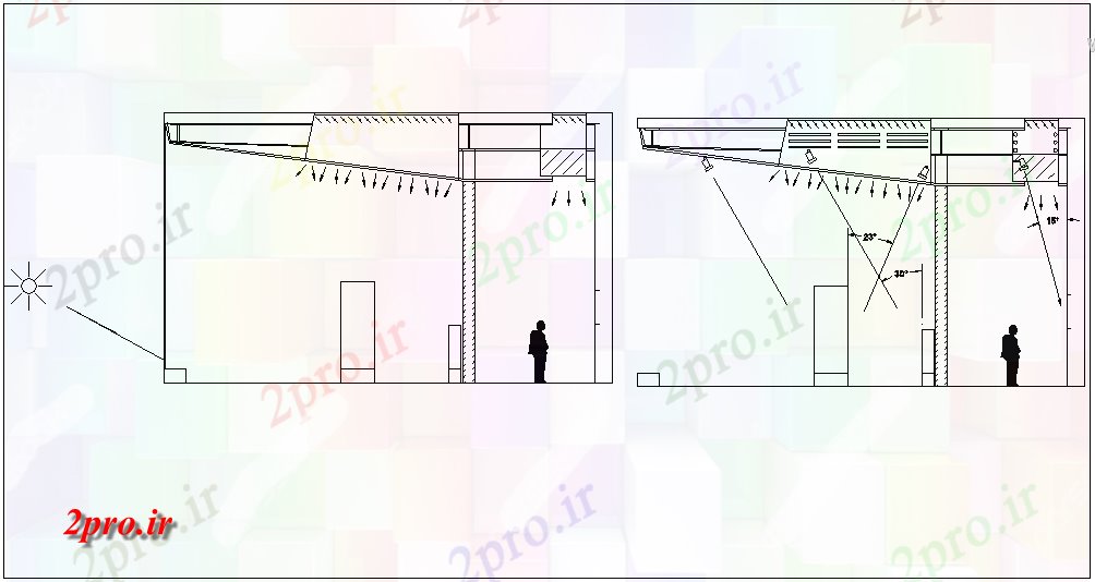 دانلود نقشه مسکونی  ، ویلایی ، آپارتمان  نظر طراحی خانه با اثر خورشید و  اشعه آن (کد62350)