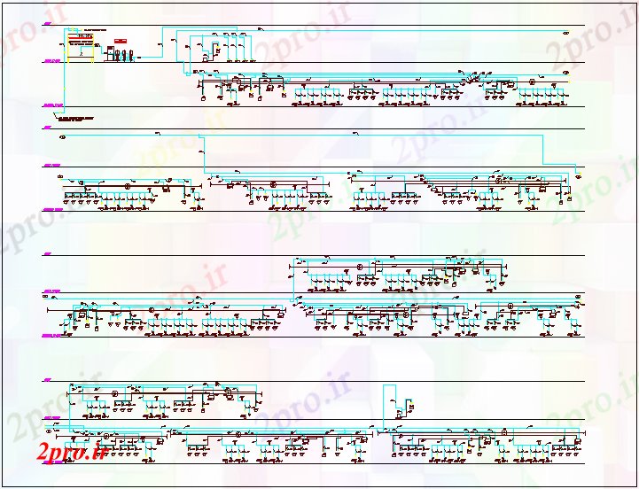 دانلود نقشه جزئیات لوله کشی خط آتش نشانی از طبقه همکف و طبقه اول (کد62384)