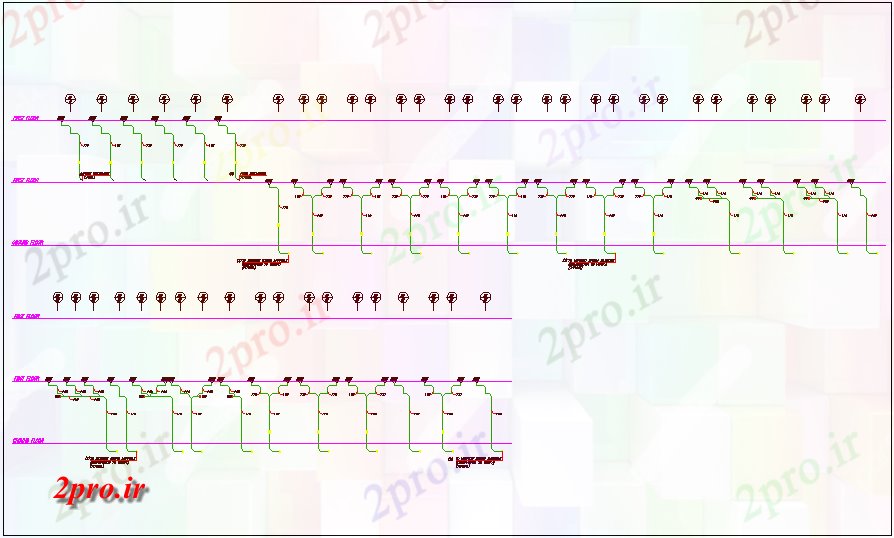 دانلود نقشه جزئیات لوله کشی باران سحر آب نمودار خط    (کد62386)