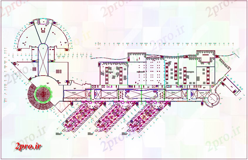 دانلود نقشه بیمارستان - درمانگاه - کلینیک نظر طراحی، طبقه دوم بیمارستان 216 در 452 متر (کد62391)