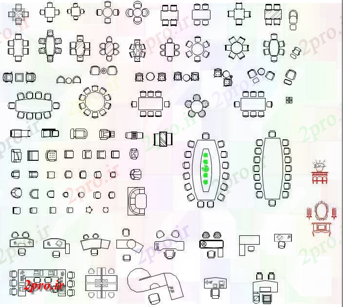 دانلود نقشه بلوک میز و صندلیمبلمان جدول بلوک (کد62399)