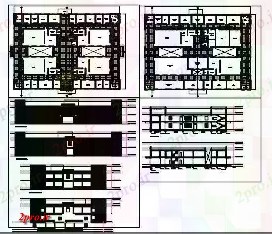 دانلود نقشه ساختمان دولتی ، سازمانی طراحی دادگاه قضایی و نما 32 در 46 متر (کد62406)