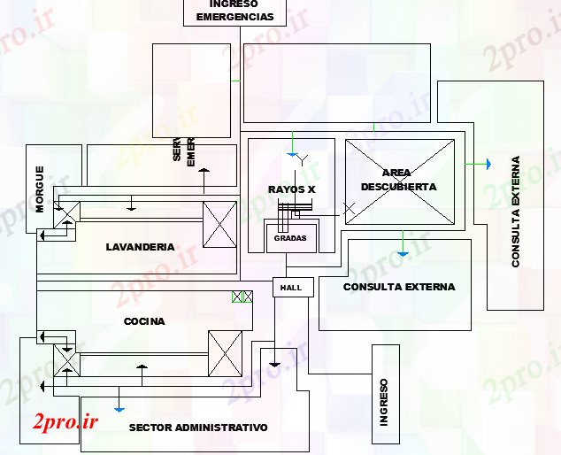 دانلود نقشه بیمارستان -  درمانگاه -  کلینیک تجزیه و تحلیل طرحی تابعی از بیمارستان (کد62443)