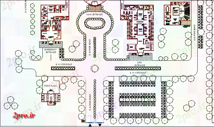 دانلود نقشه بیمارستان - درمانگاه - کلینیک معماری طراحی بیمارستان تخصص چند 111 در 130 متر (کد62499)