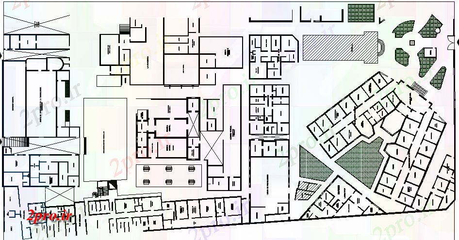 دانلود نقشه بیمارستان - درمانگاه - کلینیک چند تخصص بیمارستان چیدمان 119 در 142 متر (کد62524)