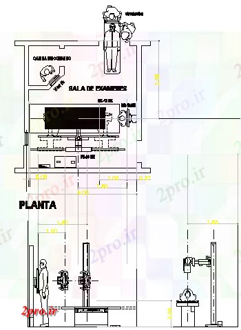 دانلود نقشه بیمارستان - درمانگاه - کلینیک X-Ray در اتاق از بیمارستان نمای 11 در 12 متر (کد62563)