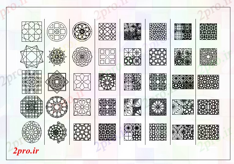 دانلود نقشه جزئیات طراحی در و پنجره  بلوک طرحی برای درب پنجره و نرده های (کد62564)