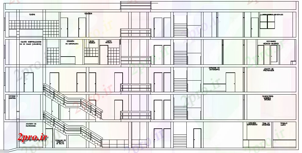 دانلود نقشه بیمارستان - درمانگاه - کلینیک معماری طراحی کلینیک نمای 22 در 30 متر (کد62569)