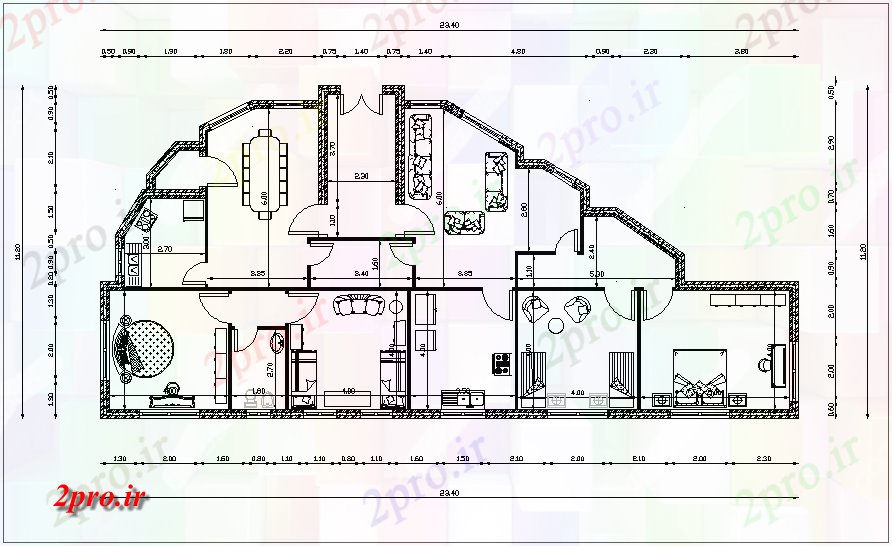 دانلود نقشه مسکونی ، ویلایی ، آپارتمان طرحی خانه طراحی ساختمان 11 در 23 متر (کد62623)