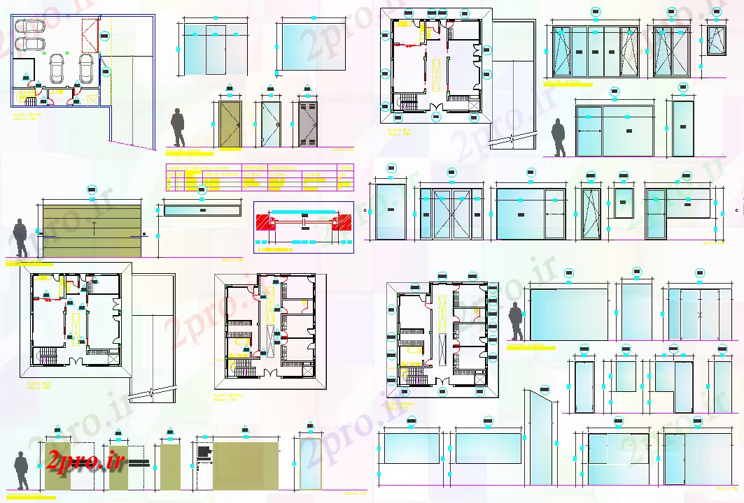 دانلود نقشه درب و پنجره خانه درب و پنجره طراحی 8 در 13 متر (کد62634)