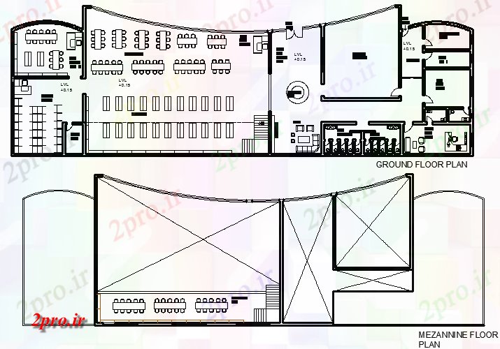 دانلود نقشه ساختمان دولتی ، سازمانی معماری طراحی کتابخانه عمومی نمای 38 در 116 متر (کد62665)