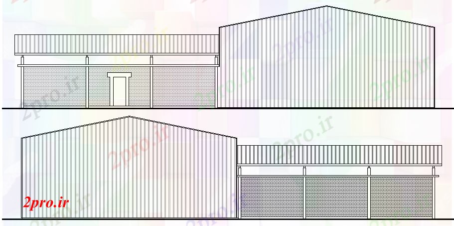 دانلود نقشه جزئیات ساخت و ساز جزئیات ساخت و ساز فلزی ریخته  انبار نمای  (کد62675)