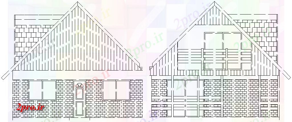 دانلود نقشه مسکونی ، ویلایی ، آپارتمان سنتی معماری طراحی خانه نمای 7 در 8 متر (کد62691)