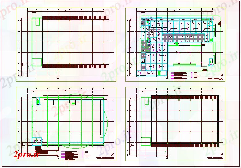 دانلود نقشه معماری کنفرانس طرحی ساختمان، نمای برق و ستون  (کد62699)