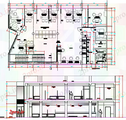 دانلود نقشه بانک ها معماری طرحی از بانک شعبه نمای 12 در 20 متر (کد62714)