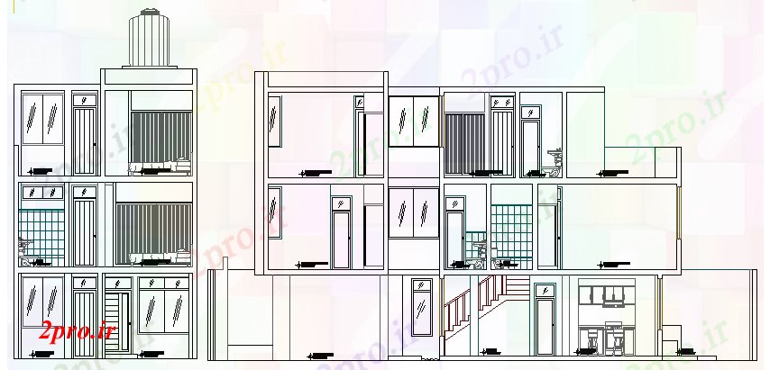 دانلود نقشه مسکونی  ، ویلایی ، آپارتمان  نما و بخش طرحی از  مسکن پروژه های  (کد62756)