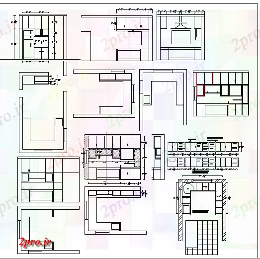 دانلود نقشه آشپزخانه طراحی داخلی از آشپزخانه (کد62758)