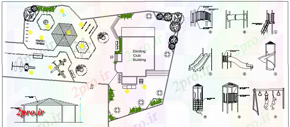 دانلود نقشه باغ چشم انداز از کودک باغ  نما (کد62764)