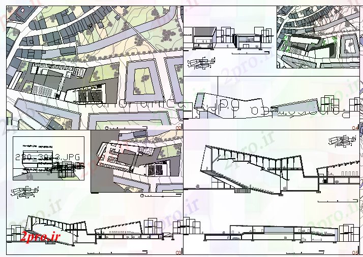 دانلود نقشه ساختمان دولتی ، سازمانی منطقه مرکز هنر طراحی و نمای 42 در 96 متر (کد62785)