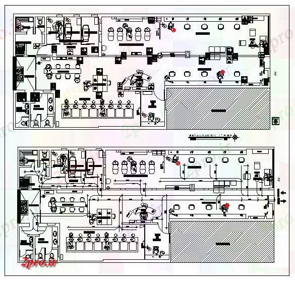 دانلود نقشه سالن طرحی طبقه از  یک سالن زیبایی  (کد62789)