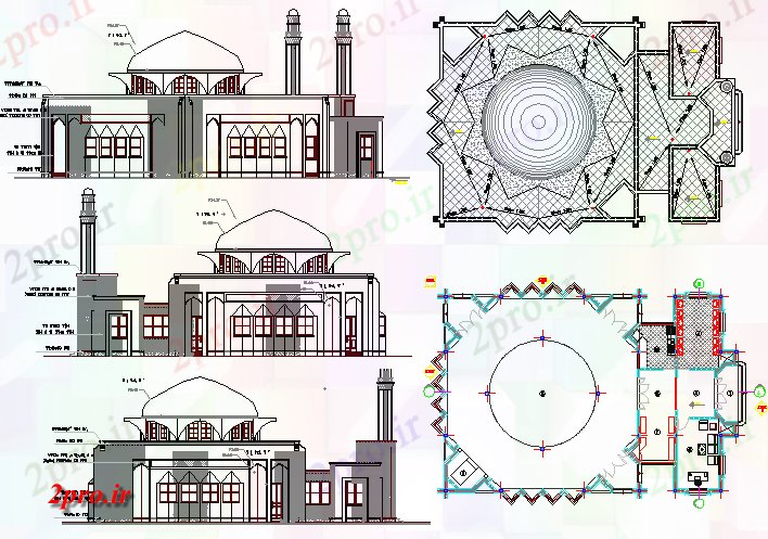 دانلود نقشه کلیسا - معبد - مکان مذهبی معماری طراحی از  ایران مسجد نمای  (کد62794)