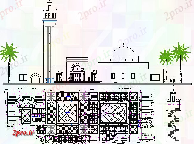 دانلود نقشه کلیسا - معبد - مکان مذهبی معماری طراحی از  ترکیه مسجد نمای  (کد62795)