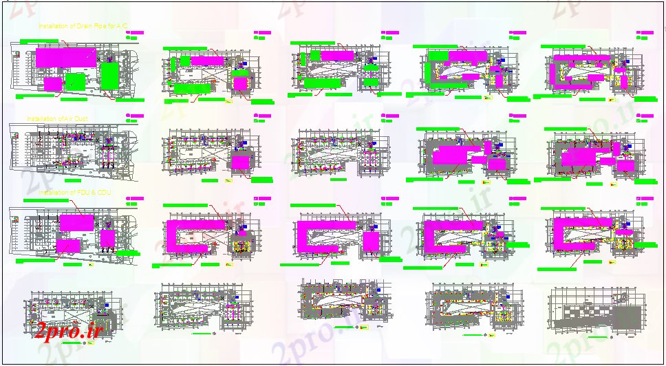 دانلود نقشه جزئیات لوله کشی هوا و شرایط سیستم و سیستم لوله تخلیه طرحی ساختمان تجاری (کد62876)