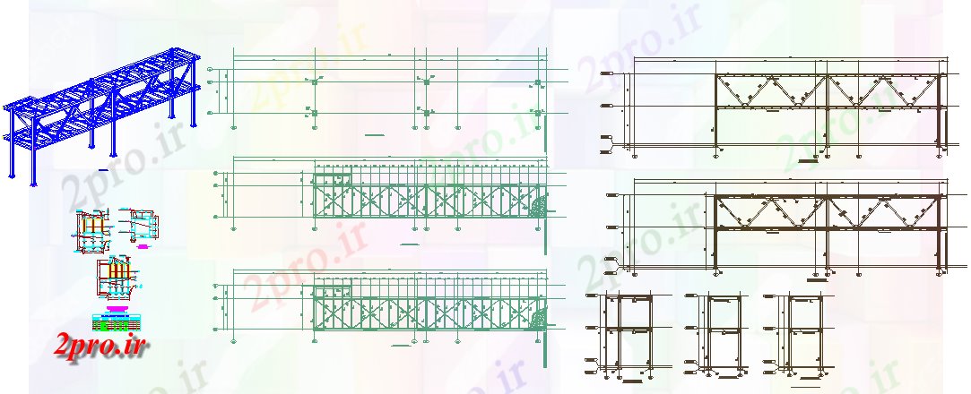 دانلود نقشه جزئیات ساختار نمای کلی از ساختار فولاد (کد62882)