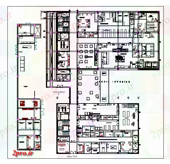 دانلود نقشه اتاق خواب کودکان طرحی طبقه از یک رستوران 40 در 52 متر (کد62884)