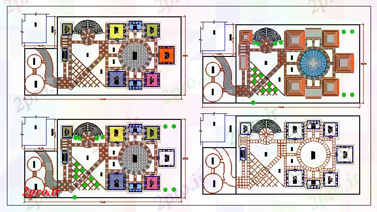دانلود نقشه باغ طرحی طبقه از یک باغ 30 در 30 متر (کد62887)