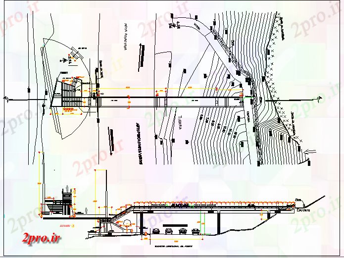 دانلود نقشه جاده و پل پل عابر پیاده طراحی معماری و  نمای طرحی  (کد62894)