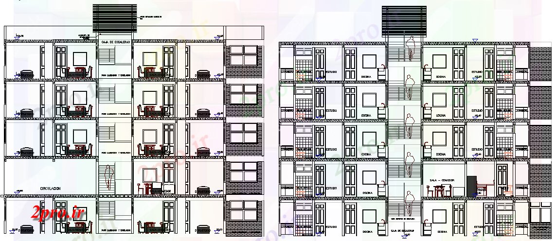 دانلود نقشه مسکونی  ، ویلایی ، آپارتمان   چند خانواده اقامت آپارتمان   معماری طرحی  (کد62896)