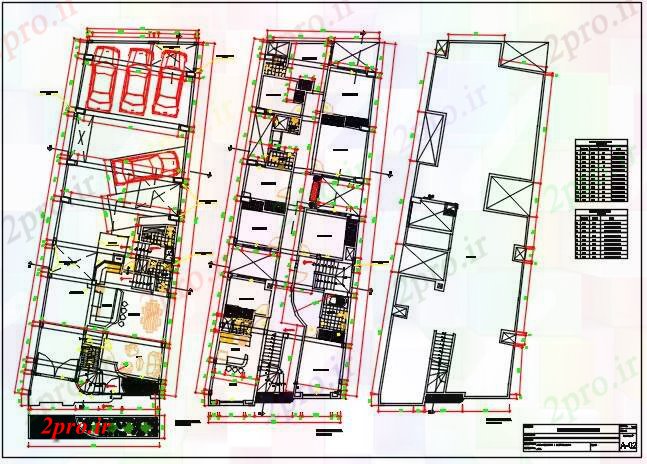 دانلود نقشه مسکونی ، ویلایی ، آپارتمان دو خانواده طرحی خانه 8 در 25 متر (کد62918)