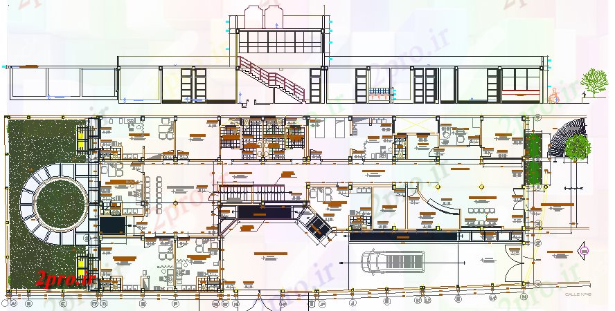 دانلود نقشه بیمارستان - درمانگاه - کلینیک طرحی معماری بهداشت مرکز نمای 15 در 47 متر (کد62952)